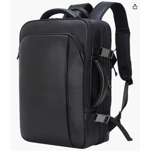 Masa Kawa Leather Backpack for Men Fits 15.6 Inch Laptop Expandable